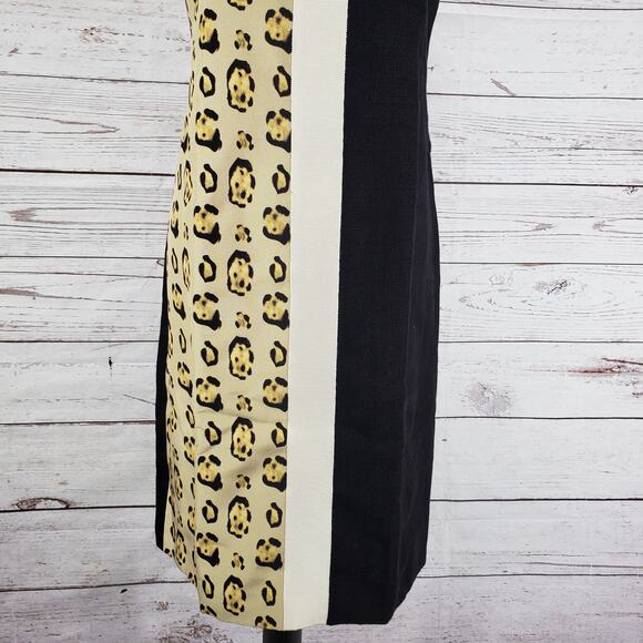 Giambattista Valli Paris Women's Linen Silk Color Block Sheath Dress Size 44 - Picture 5 of 13